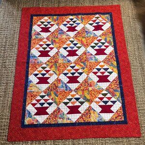 (HD) Handcrafted Quilt. Spring Fling & Red Baskets– A Collector’s Quilt